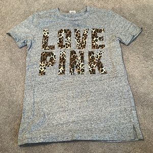 Victoria’s Secret pink gray and cheetah print short sleeve top size extra small